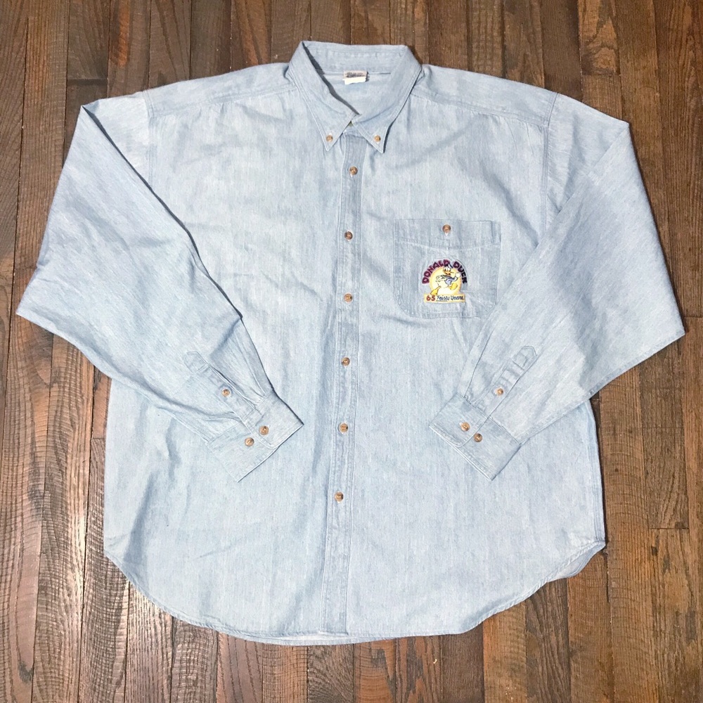 Vintage 90’s Disney Donald Duck Denim Shirt Sz 2XL